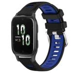 For Garmin Forerunner Sq2 20mm Sports Two-Color Steel Buckle Silicone Watch Band(Black+Blue)