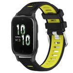 For Garmin Forerunner Sq2 20mm Sports Two-Color Steel Buckle Silicone Watch Band(Black+Lime Green)