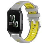 For Garmin Forerunner Sq2 20mm Sports Two-Color Steel Buckle Silicone Watch Band(Grey+Yellow)