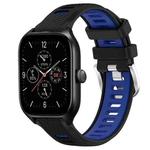 For Amazfit GTS 4 22mm Cross Texture Two Color Silicone Steel Buckle Watch Band(Black+Blue)