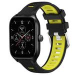For Amazfit GTS 4 22mm Cross Texture Two Color Silicone Steel Buckle Watch Band(Black+Lime Green)
