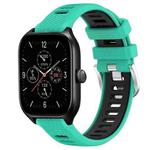 For Amazfit GTS 4 22mm Cross Texture Two Color Silicone Steel Buckle Watch Band(Lake Blue+Black)