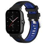 For Amazfit GTS 2E 22mm Cross Texture Two Color Silicone Steel Buckle Watch Band(Black+Blue)