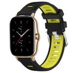 For Amazfit GTS 2 22mm Cross Texture Two Color Silicone Steel Buckle Watch Band(Black+Lime Green)