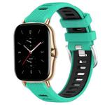 For Amazfit GTS 2 22mm Cross Texture Two Color Silicone Steel Buckle Watch Band(Lake Blue+Black)