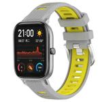 For Amazfit GTS 22mm Cross Texture Two Color Silicone Steel Buckle Watch Band(Grey+Yellow)