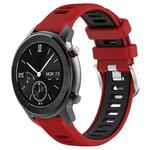 For Amazfit GTR 42mm 22mm Cross Texture Two Color Silicone Steel Buckle Watch Band(Red+Black)