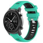 For Amazfit GTR 42mm 22mm Cross Texture Two Color Silicone Steel Buckle Watch Band(Lake Blue+Black)