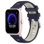 For Amazfit Pop Pro 22mm Cross Texture Two Color Silicone Steel Buckle Watch Band(Midnight Blue + Starlight)