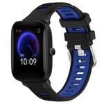 For Amazfit Pop 22mm Cross Texture Two Color Silicone Steel Buckle Watch Band(Black+Blue)