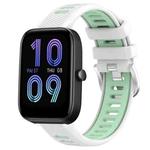 For Amazfit Bip 3 22mm Cross Texture Two Color Silicone Steel Buckle Watch Band(White+Teal)
