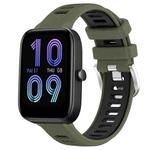 For Amazfit Bip 3 22mm Cross Texture Two Color Silicone Steel Buckle Watch Band(Army Green+Black)