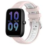 For Amazfit Bip 3 22mm Cross Texture Two Color Silicone Steel Buckle Watch Band(Pink+White)