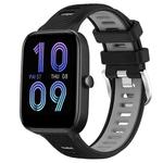 For Amazfit Bip 3 22mm Cross Texture Two Color Silicone Steel Buckle Watch Band(Black+Grey)