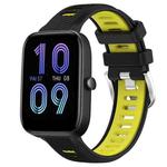 For Amazfit Bip 3 22mm Cross Texture Two Color Silicone Steel Buckle Watch Band(Black+Lime Green)