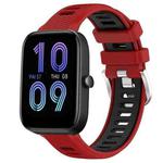 For Amazfit Bip 3 22mm Cross Texture Two Color Silicone Steel Buckle Watch Band(Red+Black)