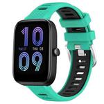 For Amazfit Bip 3 22mm Cross Texture Two Color Silicone Steel Buckle Watch Band(Lake Blue+Black)