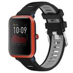 For Amazfit Bip 1S 22mm Cross Texture Two Color Silicone Steel Buckle Watch Band(Black+Grey)