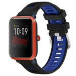 For Amazfit Bip 1S 22mm Cross Texture Two Color Silicone Steel Buckle Watch Band(Black+Blue)