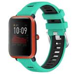 For Amazfit Bip 1S 22mm Cross Texture Two Color Silicone Steel Buckle Watch Band(Lake Blue+Black)
