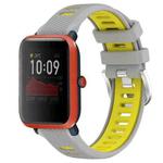 For Amazfit Bip 1S 22mm Cross Texture Two Color Silicone Steel Buckle Watch Band(Grey+Yellow)