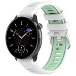 For Amazfit Bip 1S 20mm Cross Texture Two Color Silicone Steel Buckle Watch Band(White+Teal)