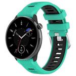 For Amazfit Bip 1S 20mm Cross Texture Two Color Silicone Steel Buckle Watch Band(Lake Blue+Black)