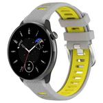 For Amazfit Bip 1S 20mm Cross Texture Two Color Silicone Steel Buckle Watch Band(Grey+Yellow)