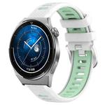 For Huawei Watch GT3 Pro 43mm 20mm Sports Two-Color Steel Buckle Silicone Watch Band(White+Teal)