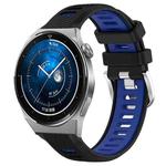 For Huawei Watch GT3 Pro 43mm 20mm Sports Two-Color Steel Buckle Silicone Watch Band(Black+Blue)