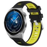 For Huawei Watch GT3 Pro 43mm 20mm Sports Two-Color Steel Buckle Silicone Watch Band(Black+Lime Green)