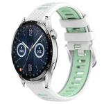 For Huawei Watch GT3 42mm 20mm Sports Two-Color Steel Buckle Silicone Watch Band(White+Teal)