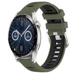 For Huawei Watch GT3 42mm 20mm Sports Two-Color Steel Buckle Silicone Watch Band(Army Green+Black)