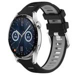 For Huawei Watch GT3 42mm 20mm Sports Two-Color Steel Buckle Silicone Watch Band(Black+Grey)