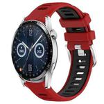 For Huawei Watch GT3 42mm 20mm Sports Two-Color Steel Buckle Silicone Watch Band(Red+Black)