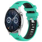 For Huawei Watch GT3 42mm 20mm Sports Two-Color Steel Buckle Silicone Watch Band(Lake Blue+Black)