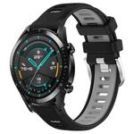 For Huawei Watch GT2 42mm 20mm Sports Two-Color Steel Buckle Silicone Watch Band(Black+Grey)