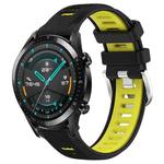 For Huawei Watch GT2 42mm 20mm Sports Two-Color Steel Buckle Silicone Watch Band(Black+Lime Green)