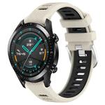 For Huawei Watch GT2 42mm 20mm Sports Two-Color Steel Buckle Silicone Watch Band(Starlight+Black)