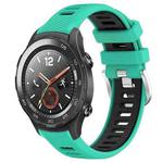 For Huawei Watch 2 20mm Sports Two-Color Steel Buckle Silicone Watch Band(Lake Blue+Black)