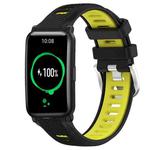 For Honor Watch ES 20mm Sports Two-Color Steel Buckle Silicone Watch Band(Black+Lime Green)