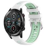 For Honor MagicWatch2 42mm 20mm Sports Two-Color Steel Buckle Silicone Watch Band(White+Teal)