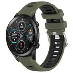 For Honor MagicWatch2 42mm 20mm Sports Two-Color Steel Buckle Silicone Watch Band(Army Green+Black)