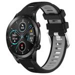 For Honor MagicWatch2 42mm 20mm Sports Two-Color Steel Buckle Silicone Watch Band(Black+Grey)