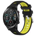 For Honor MagicWatch2 42mm 20mm Sports Two-Color Steel Buckle Silicone Watch Band(Black+Lime Green)