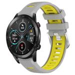 For Honor MagicWatch2 42mm 20mm Sports Two-Color Steel Buckle Silicone Watch Band(Grey+Yellow)