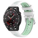 For Huawei Watch GT3 SE 22mm Sports Two-Color Steel Buckle Silicone Watch Band(White+Teal)