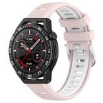 For Huawei Watch GT3 SE 22mm Sports Two-Color Steel Buckle Silicone Watch Band(Pink+White)