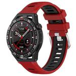 For Huawei Watch GT3 SE 22mm Sports Two-Color Steel Buckle Silicone Watch Band(Red+Black)