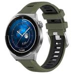 For Huawei Watch GT3 Pro 46mm 22mm Sports Two-Color Steel Buckle Silicone Watch Band(Army Green+Black)